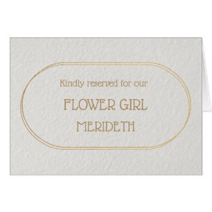 FLOWER GIRL Gold and White Place Name Card
