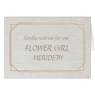 FLOWER GIRL Gold and White Place Name Card