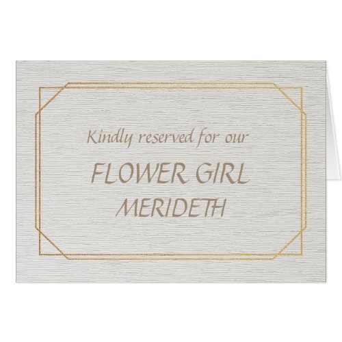 FLOWER GIRL Gold and White Place Name Card