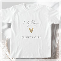 Flower Girl Gold Heart Modern Script 