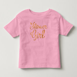 Flower Girl Gold Ruffle Pink Tee