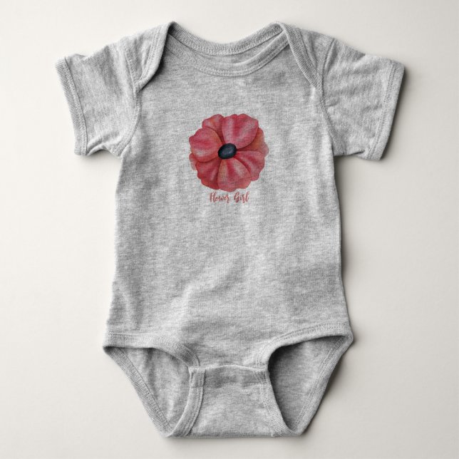 Flower girl grey baby baby bodysuit (Front)