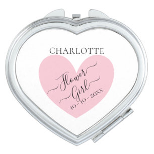 Flower Girl Heart Bridal Party Compact Mirror