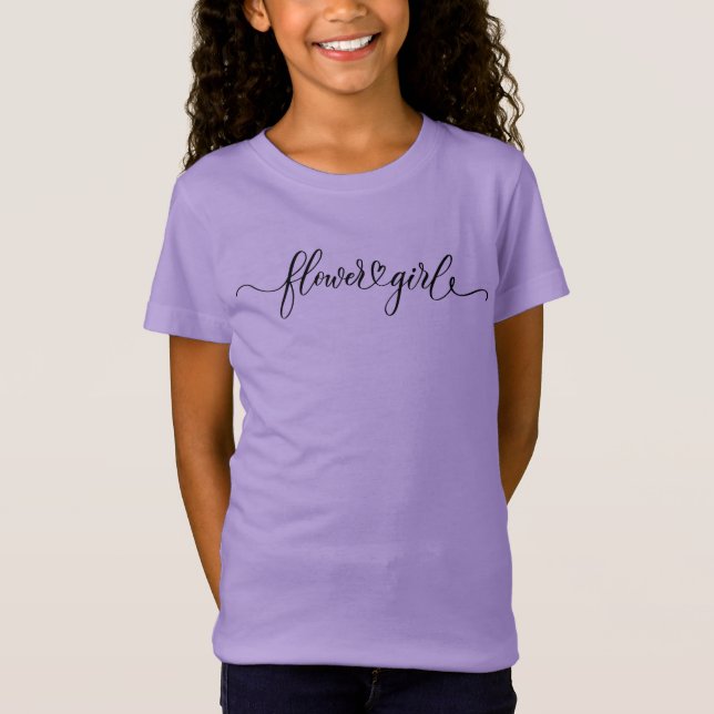 Flower Girl Heart Calligraphy Script T-Shirt (Front)