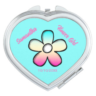 Flower Girl Heart Compact Mirror
