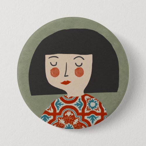 Flower girl illustration button