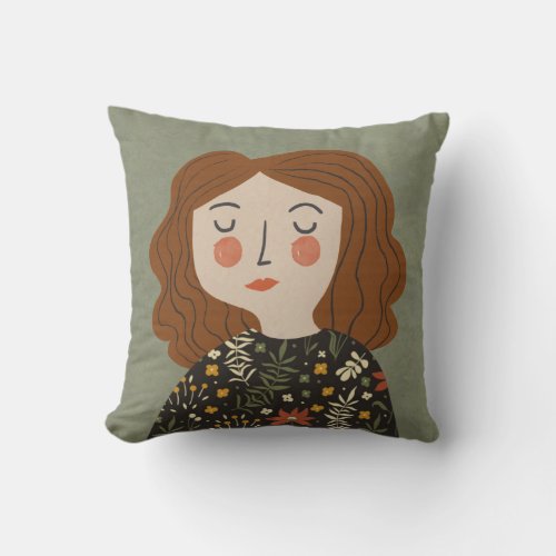 Flower girl illustration throw pillow