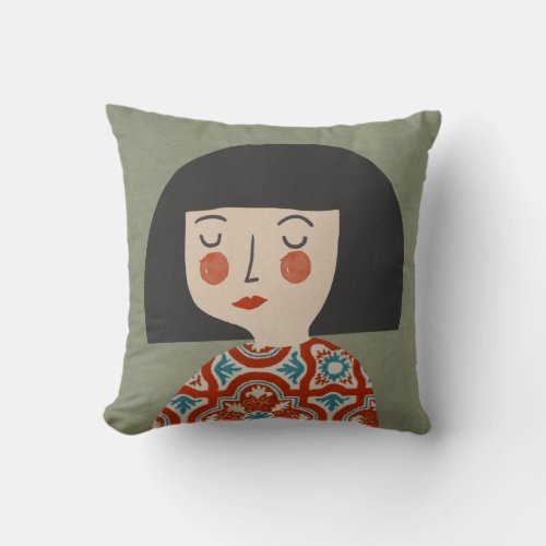 Flower girl illustration throw pillow