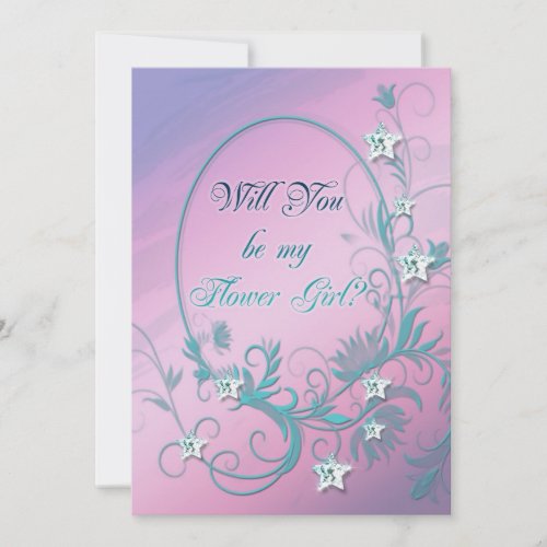 Flower girl inviation with star diamonds custom invitations