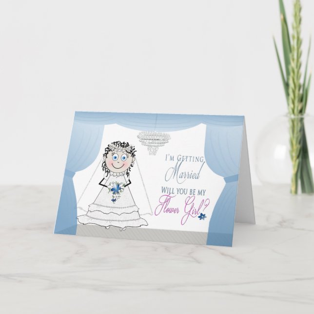 FLOWER GIRL INVITATION -  BRIDE WITH CHANDELIER (Front)
