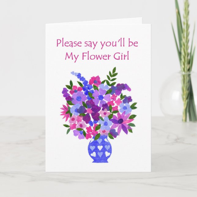 Flower Girl Invitation Card - Flower Power (Front)