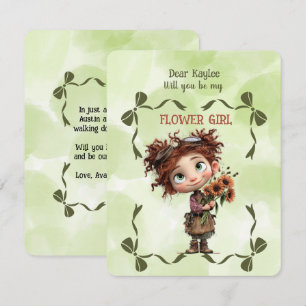Flower Girl Invitation Floral Brown Watercolor
