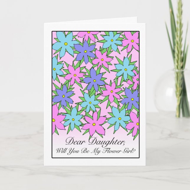 Flower Girl Invitation for Daughter, Pastel Floral (Front)