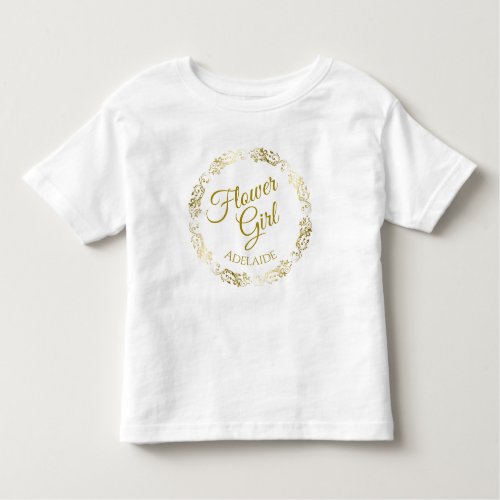 Flower Girl Lacy Gold Filigree Wedding Young Child Toddler T_shirt