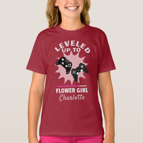 Flower Girl Leveled Up Gamer Funny T_Shirt