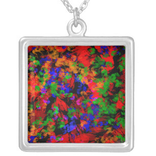 Flower Girl Lost In The Woods - Colourful Abstract Silver Plated Necklace