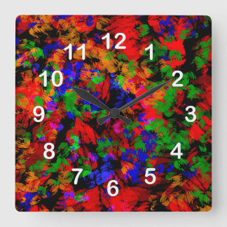 Flower Girl Lost In The Woods - Colourful Abstract Square Wall Clock