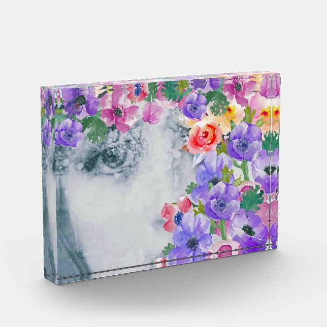 Flower girl,modern art, mixed  media,customize photo block (Left)