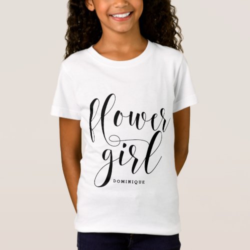 Flower Girl Modern Calligraphy Personalized T_Shirt