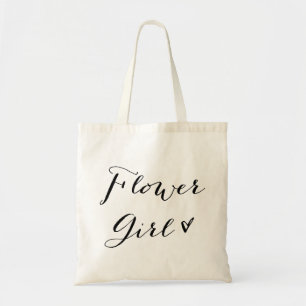 Flower Girl   Modern Calligraphy Wedding Tote Bag