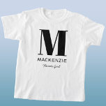 Flower Girl Monogram Name T-Shirt<br><div class="desc">Modern typography minimalist monogram name design which can be changed to personalize. Ideal for a Flower Girl at the Bridal Shower or Bachelorette party,  or as a fun wedding party favor or gift.</div>