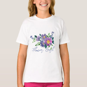 Flower Girl Name Beautiful Purple Floral Wedding T-Shirt