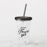 Flower Girl Name Black Minimal Modern Wedding Gift Acrylic Tumbler<br><div class="desc">Custom Name and monogram letter Flower Girl Name simple modern minimalist black and white ypography Bridal shower and Wedding party personalized Gifts Clear acrylic Tumblers with lid and straw</div>