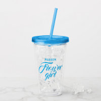 Flower Girl Name Blue Minimal Modern Wedding Gift