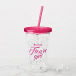 Flower Girl Name Pink Bridal Wedding Gift Acrylic Tumbler<br><div class="desc">Custom Name and monogram letter Flower Girl Name Pink Bridal shower and Wedding party personalized Gifts Clear acrylic Tumblers with lid and straw</div>