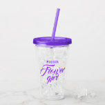 Flower Girl Name Purple Script Bridal Wedding Gift Acrylic Tumbler<br><div class="desc">Custom Name and monogram letter Flower Girl Name Purple Bridal shower and Wedding party personalized Gifts Clear acrylic Tumblers with lid and straw</div>