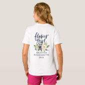 Flower girl navy floral watercolor t-shirt (Back Full)