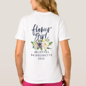 Flower girl navy floral watercolor t-shirt (Back)