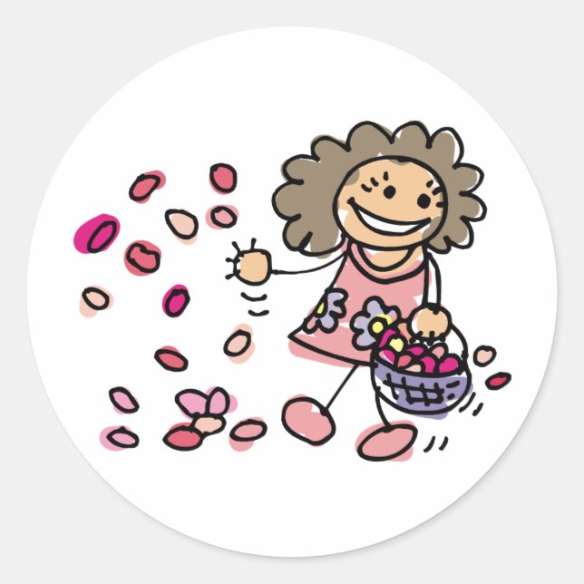 Flower Girl On Wedding Day Classic Round Sticker (Front)