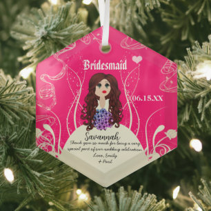 Flower Girl or Bridesmaid Wedding Keepsake Glass Ornament