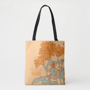 Flower Girl orange chrysanthemum wedding tote bag
