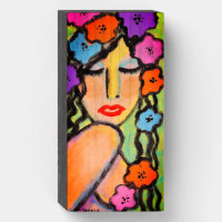Flower Girl Original Abstract Portrait of a Woman Wooden Box Sign
