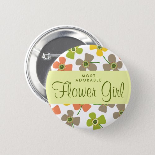 FLOWER GIRL Pastel Daisies Pop Wedding Name Tag Button