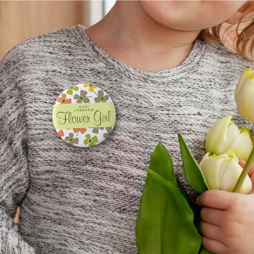 FLOWER GIRL Pastel Daisies Pop Wedding Name Tag Button