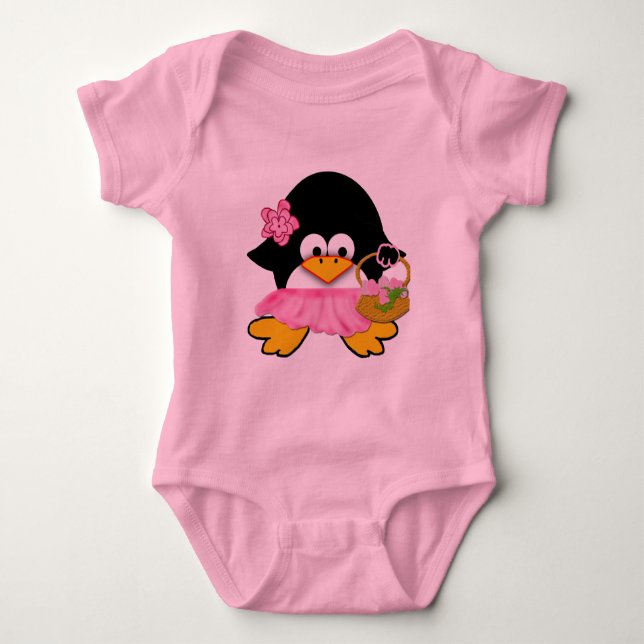Flower Girl Penguin Baby Baby Bodysuit (Front)