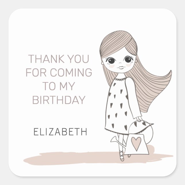 Flower Girl | Personalized Birthday Sticker (Front)