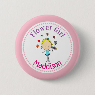 Flower Girl Personalized Button