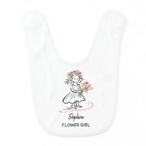 Flower Girl Personalized Hand Drawn Illustration Baby Bib