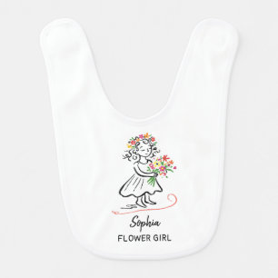 Flower Girl Personalized Hand Drawn Illustration Baby Bib