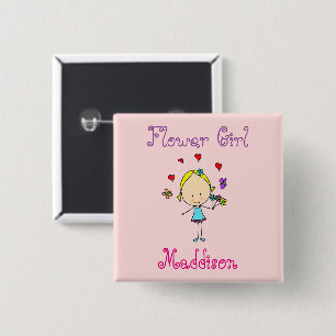 Flower Girl Personalized Pinback Button
