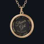 Flower Girl Personalized Wedding Necklace Gift<br><div class="desc">This beautiful gold plated necklace is designed as a wedding gift or favor for flower girls. Designed to coordinate with our Gold Foil Elegant Wedding Suite, it features a gold faux foil flourish border with the text "Flower Girl" as well as a place to enter her name. Beautiful way to...</div>