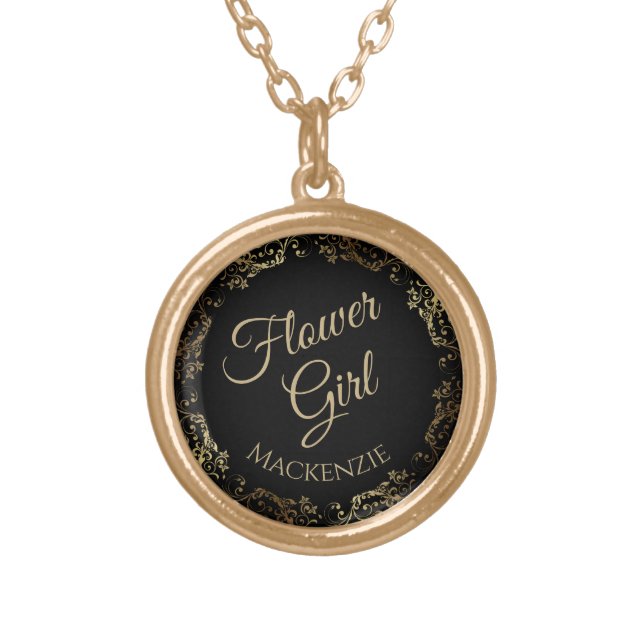 Flower Girl Personalized Wedding Necklace Gift (Front)