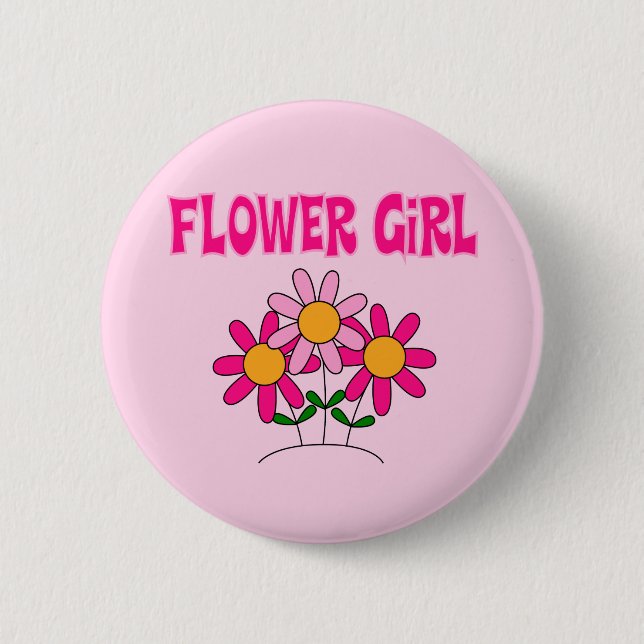 Flower Girl Pinback Button (Front)