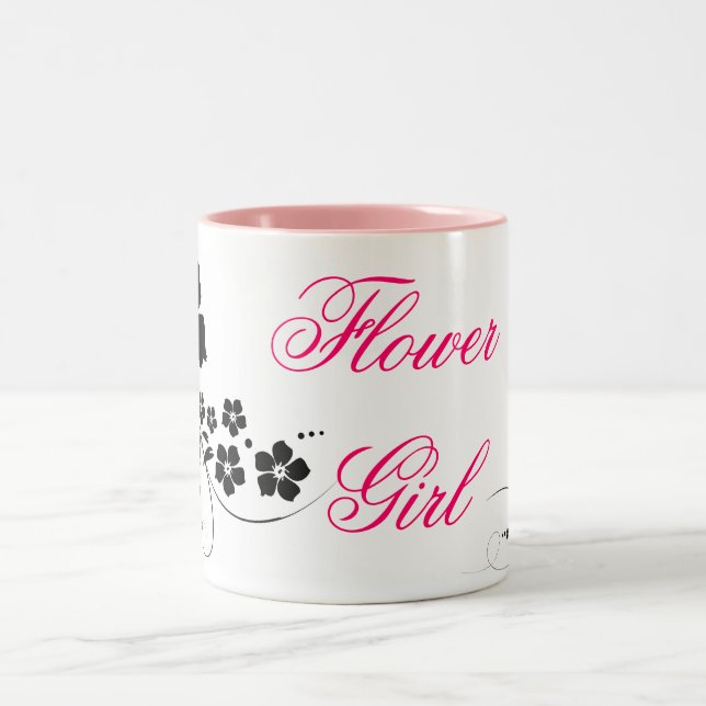 Flower Girl pink Black Two-Tone Coffee Mug (Center)