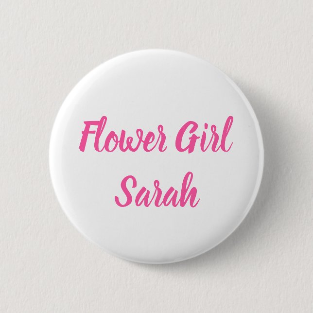 Flower girl Pink Custom Name Gifts Wedding  Button (Front)