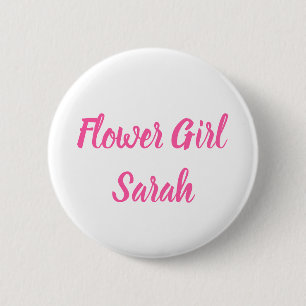 Flower girl Pink Custom Name Gifts Wedding  Button